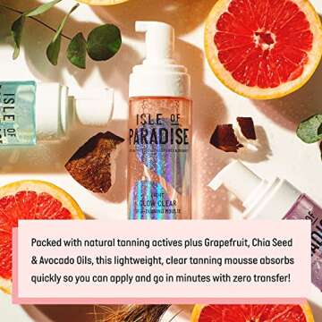 Isle of Paradise Glow Clear Self-Tanning Mousse, Medium (Golden Glow) - Red Cancelling and Color Correcting Tanning Foam, Vegan and Cruelty Free, 6.76 Fl Oz