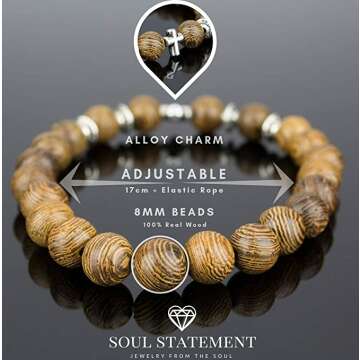Wood Beaded Cross Bracelet for Men - Stylish Accessory