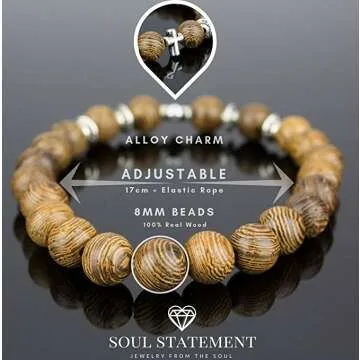 Wood Beaded Cross Bracelet for Men - Stylish Accessory