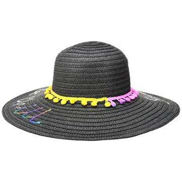 Betsey Johnson Women's Sunshine & Chill Floppy Hat, Black, One Size