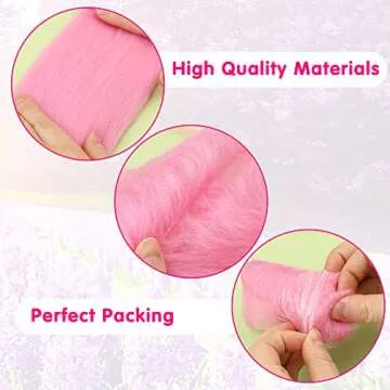 WONVOC Needle Felting Wool 80 g, 8 Colors Nature Wool Roving, Felting Wool Bulk, Wool Roving for Needle Felting, for DIY Craft Materials and Felting Wool Craftsmen, 10g/Color, Purple