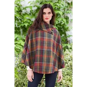 Mucros Weavers Irish Tweed Poncho for Women Made in Ireland 100% Irish Wool - One Size