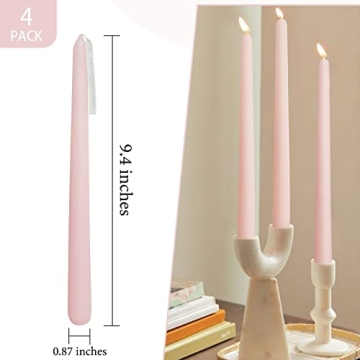4 PCS Baby Pink Taper Candles - Rose Scented Elegance