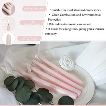 4 PCS Baby Pink Taper Candles - Rose Scented Elegance