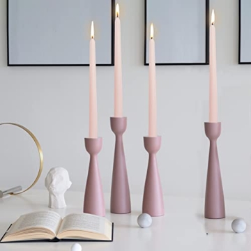 4 PCS Baby Pink Taper Candles - Rose Scented Elegance