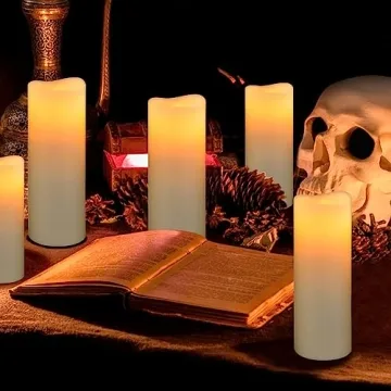 Flameless Candles with Remote Set of 9 Real Wax Pillar