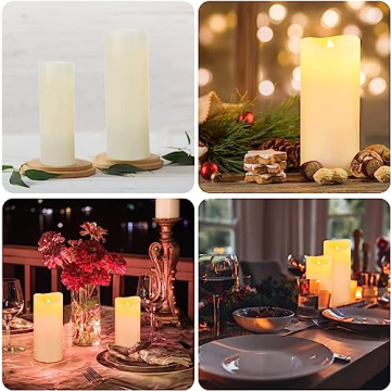Flameless Candles with Remote Set of 9 Real Wax Pillar