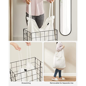 SONGMICS Collapsible Laundry Hamper with Washable Liner