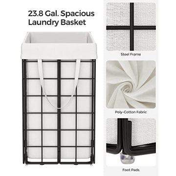 SONGMICS Collapsible Laundry Hamper with Washable Liner