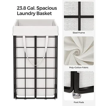 SONGMICS Collapsible Laundry Hamper with Washable Liner