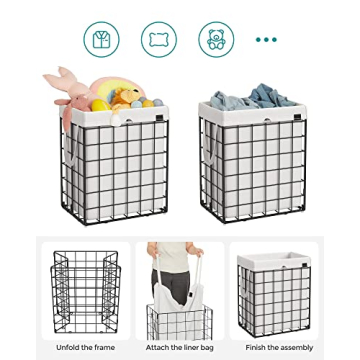 SONGMICS Collapsible Laundry Hamper with Washable Liner