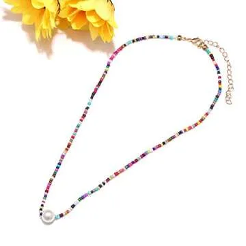 Surfer Heishi Bead Choker Necklace For Woman Star Pearl Polymer Clay Record Disc Beads Layered Necklace Boho Beach Necklace jewelry (white)