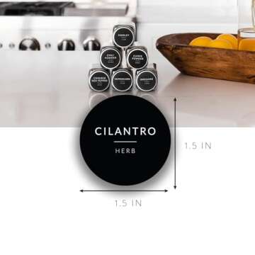 SAVVY & SORTED Spice Labels - 140 Round Waterproof Kitchen Labels for Spice Jars, Minimalist Style