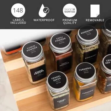 SAVVY & SORTED 140 Round Labels for Kitchen Spice Jars