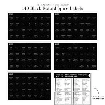 SAVVY & SORTED 140 Round Labels for Kitchen Spice Jars