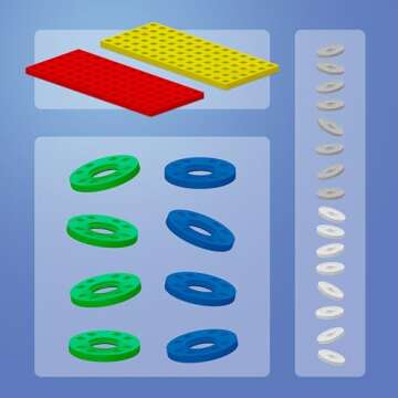 PLUS PLUS Accessory Pack, 2 Baseplates, 8 Wheels, Car Plane Train Building Pieces, Stem Construction Parts for Kids - Red & Yellow