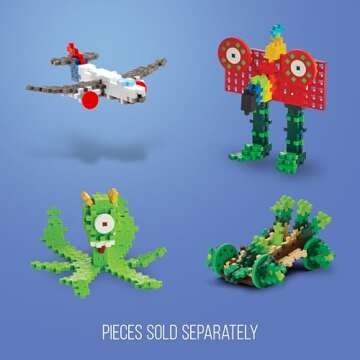 PLUS PLUS Accessory Pack, 2 Baseplates, 8 Wheels, Car Plane Train Building Pieces, Stem Construction Parts for Kids - Red & Yellow