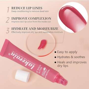 4 Color Glossy Lip Balm Butter Lip Gloss，Moisturizing Non Sticky High Shiny Finish Lip Glow Oil, N...