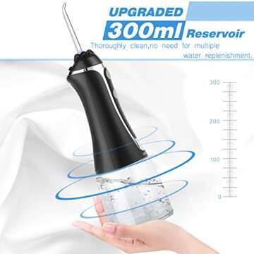 Cordless Water Dental Flosser for Teeth,Leominor 5 Modes Portable Oral Irrigator,with Travel Bag and 7 Jet Tips, IPX7 Waterproof Rechargeable for Home&Travel