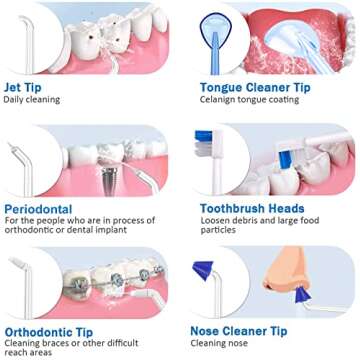 Cordless Water Dental Flosser for Teeth,Leominor 5 Modes Portable Oral Irrigator,with Travel Bag and 7 Jet Tips, IPX7 Waterproof Rechargeable for Home&Travel