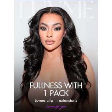 LUVME HAIR Body Wave Clip in Hair Extensions Fullness with 1 Pack, 20inch 135g 7pcs Hair Extensions ...