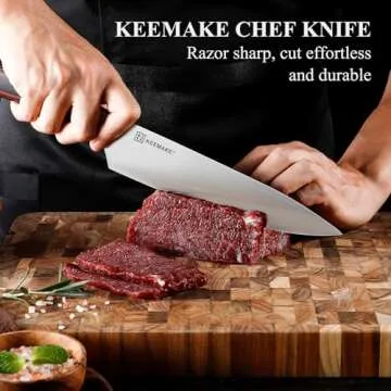 KEEMAKE Chef Knife 8 inch - Sharp Kitchen Knife High Carbon Stainless Steel Blade, Gyuto Knife Ergonomic Wood Handle, Professional Chef’s Knife for Home Kitchen and restaurant