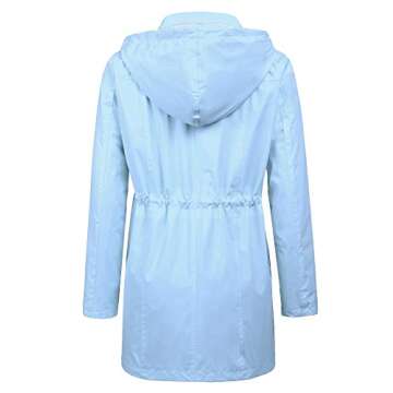 Casual Sportswear Sport Rain Jacket Women's Hooded Waterproof Jacket lightweight Softshell Active Outdoor Packable Coat Light Blue L