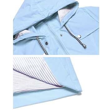 Casual Sportswear Sport Rain Jacket Women's Hooded Waterproof Jacket lightweight Softshell Active Outdoor Packable Coat Light Blue L