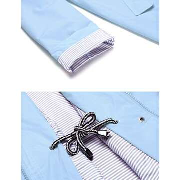 Casual Sportswear Sport Rain Jacket Women's Hooded Waterproof Jacket lightweight Softshell Active Outdoor Packable Coat Light Blue L