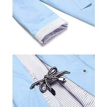 Casual Sportswear Sport Rain Jacket Women's Hooded Waterproof Jacket lightweight Softshell Active Outdoor Packable Coat Light Blue L