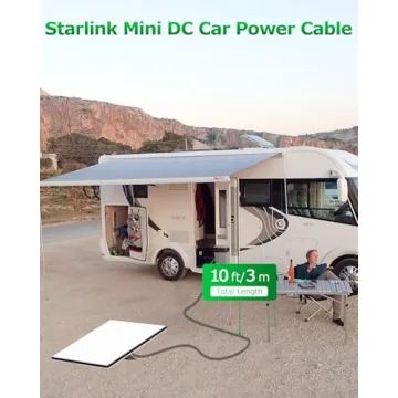 Starlink Mini DC Power Cable Cigarette Lighter 10FT Starlink Mini Cable 12V-24V DC Car Power Cable for Starlink Mini Accessories 18AWG Starlink DC Power Supply for Trucks Buses Ships Waterproof Gray