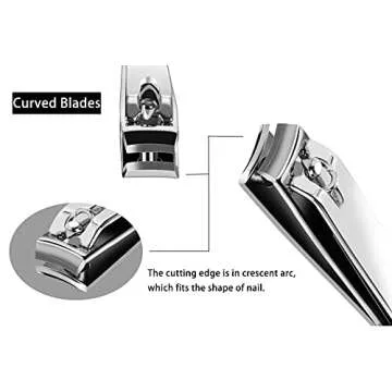 HENGYUAN 2PCS Stainless Steel Nail Clippers,Ultra Sharp Sturdy Fingernail Clipper and Toenail Clipper, Professional Stainless Steel Nail Cutter for Men & Women (1 Large,1 Small‰, Silver
