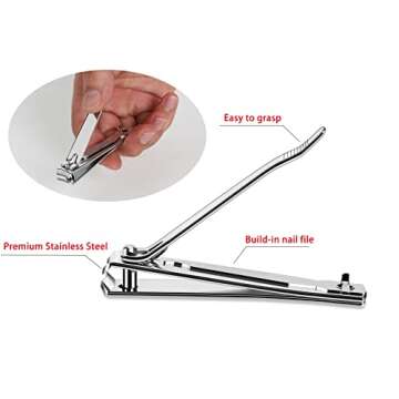 HENGYUAN 2PCS Stainless Steel Nail Clippers,Ultra Sharp Sturdy Fingernail Clipper and Toenail Clipper, Professional Stainless Steel Nail Cutter for Men & Women (1 Large,1 Small‰, Silver
