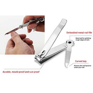 HENGYUAN 2PCS Stainless Steel Nail Clippers,Ultra Sharp Sturdy Fingernail Clipper and Toenail Clipper, Professional Stainless Steel Nail Cutter for Men & Women (1 Large,1 Small‰, Silver