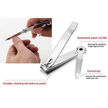 HENGYUAN 2PCS Stainless Steel Nail Clippers,Ultra Sharp Sturdy Fingernail Clipper and Toenail Clipper, Professional Stainless Steel Nail Cutter for Men & Women (1 Large,1 Small‰, Silver