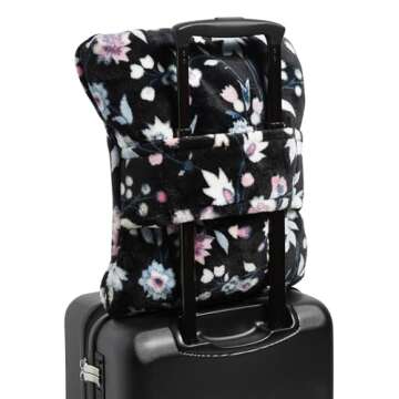 Vera Bradley Plush Fleece Travel Blanket with Trolley Sleeve, Botanical Ditsy