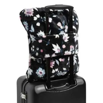 Vera Bradley Plush Fleece Travel Blanket with Trolley Sleeve, Botanical Ditsy