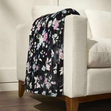 Vera Bradley Plush Fleece Travel Blanket with Trolley Sleeve, Botanical Ditsy