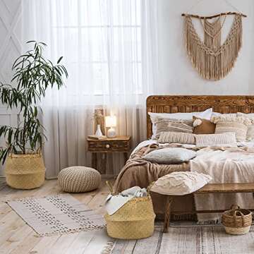GAIAMADE Woven Seagrass Baskets Set for Plant Storage