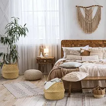 GAIAMADE Woven Seagrass Baskets Set for Plant Storage