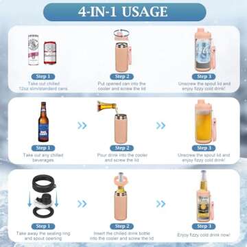 MAXSO Insulated Can Cooler with Fizz Lid for Cold Drinks