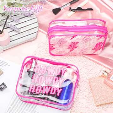 Cunno 6 Pcs Makeup Bags Gifts for Women Preppy Boho Smile Face Flamingo Clear Makeup Bags Cosmetic Bags Transparent PVC Travel Toiletry Organizer(Preppy Style)