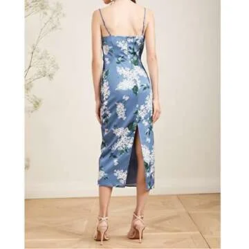 Satin Midi Dress for Cocktail and Evening Events