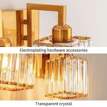 FDPBY Modern Bathroom Vanity Light 5-Lights Chrome Crystal Wall Lamp Bathroom Modern Crystal Vanity Lighting