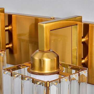 FDPBY Modern Bathroom Vanity Light 5-Lights Chrome Crystal Wall Lamp Bathroom Modern Crystal Vanity Lighting