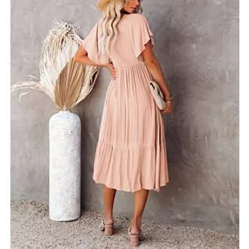 Zwurew Women's Boho Summer Dress - Casual Elegant Maternity Style