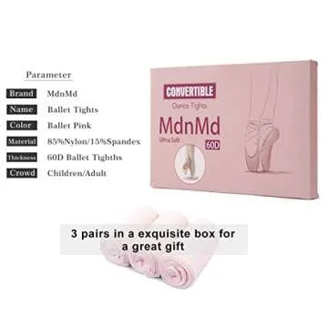 MdnMd 3 Pack Women Ballet Dance Tights Footless Transition Ultra Soft Ballet Legging Stocking Pantyhose (Ballet Pink, Adult-Large, Height 67-69")