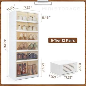 Easy Assemble 6-Tier Foldable Shoe Rack Organizer