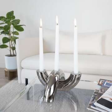 AERLO Ceramic Candle Holder Set - Decorative Candle Stick Candle Holders - Modern Decor for Dining T...