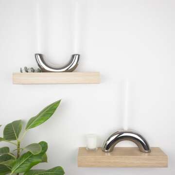 AERLO Ceramic Candle Holder Set - Decorative Candle Stick Candle Holders - Modern Decor for Dining Table, Living Room Coffee Table, or Shelf - Minimalist Candelabra for 3 Taper Candles (Silver)